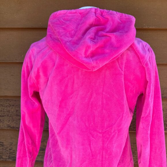 Everlast Sport Pink Velour Zip-Up Hoodie Womens M With Hood & Rhinestone Accents - Picture 9 of 10